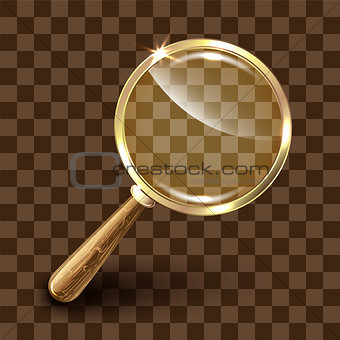 Magnifying glass on colorful background.