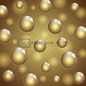 Golden balls on colorful background.