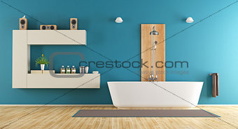 Blue contemporary bathroom