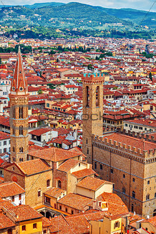 Tower of Palazzo Vecchio in Florence top view