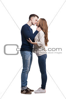 Side view of couple kissing