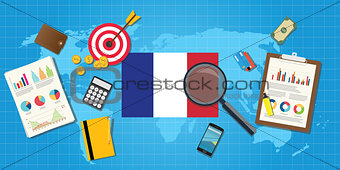 france economy economic condition country with graph chart and finance tools vector graphic