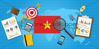vietnam economy economic condition country with graph chart and finance tools vector graphic