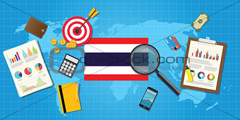 thailand economy economic condition country with graph chart and finance tools vector graphic