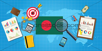 bangladesh economy economic condition country with graph chart and finance tools vector graphic