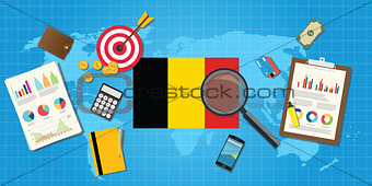 belgium economy economic condition country with graph chart and finance tools vector graphic