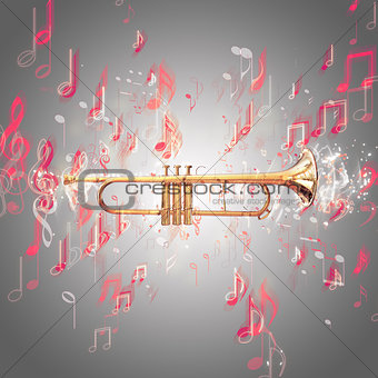 Trumpet and music notes