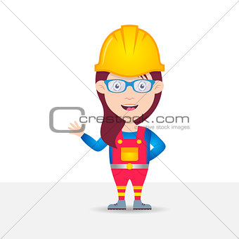 Female construction worker cartoon character