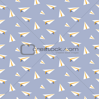 Origami paper plane seamless vector pattern.