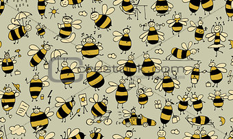 Funny bees, seamless pattern for your design