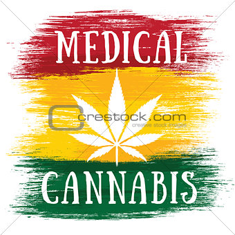 Cannabis leaf design green brush texture background Medical Cannabis leaf banner with textured backgroundMedical Cannabis leaf jamaican flag background