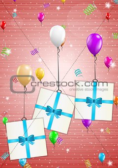 birthday card with balloons and gift