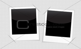 Retro 2 photo frames on transparent background