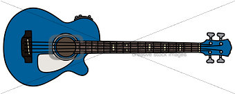 Blue acoustic bass guitar