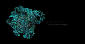 3d blue high detail abstract shape over black