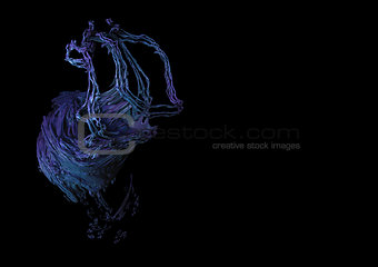 3d blue purple high detail abstract shape over black