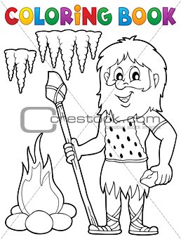 Coloring book cave man theme 1