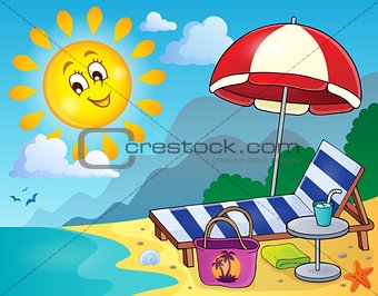 Sunlounger on beach image 1