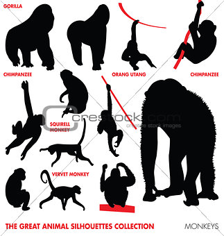 the great animal silhouettes collection - monkeys
