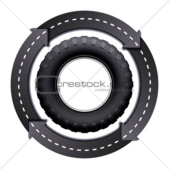 Circles Arrow Road And Car tire