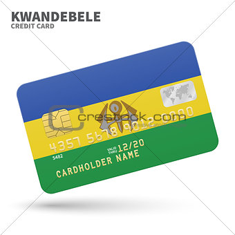 Credit card with KwaNdebele flag background for bank, presentations and business. Isolated on white