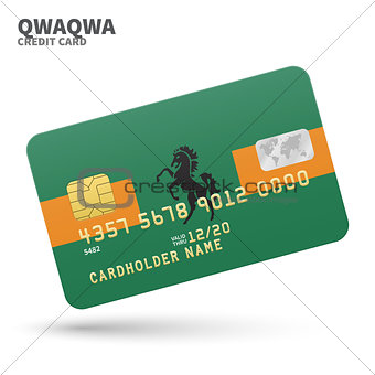 Credit card with QwaQwa flag background for bank, presentations and business. Isolated on white