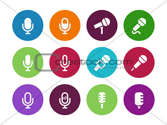 Microphone circle icons on white background.
