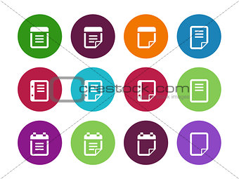 Notepad and sticky note circle icon set.