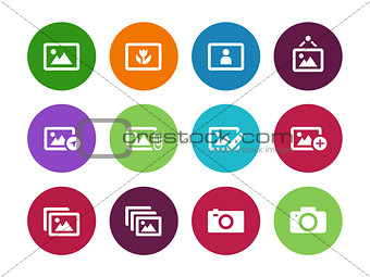Photographs and Camera circle icons.