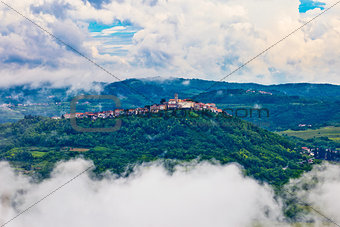 Motovun town in clouds view