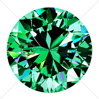 Emerald Round Over White Background