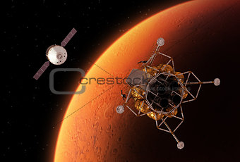 Spacecrafts Orbiting Red Planet