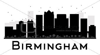 Birmingham City skyline black and white silhouette