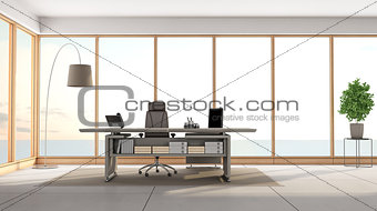 modern office overlooking the sea