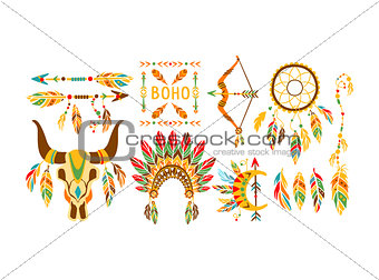 American Indian Ethnic Elements Boho Style Design Collection