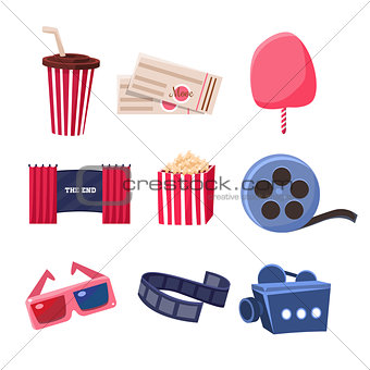 Movie Theater Related Objects Set