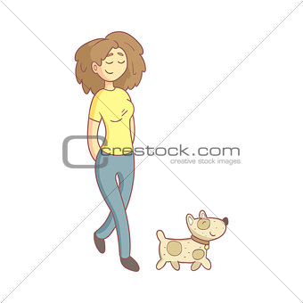 Woman Walking The Dog