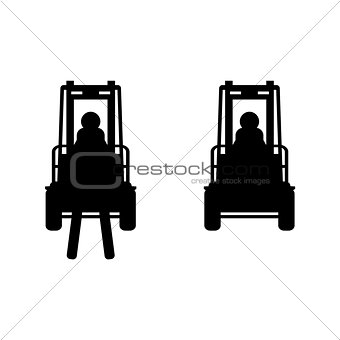 Black vector fork lift truck icon