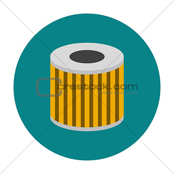 Car oil filter icon flat