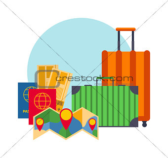 Travel suitcases symbols concept vector.
