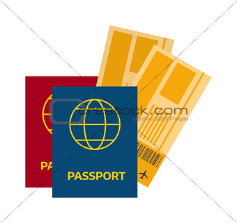 Vector illustration passport with tickets.