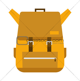 Vector flat hiking travel backpack bag.