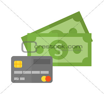 Flat vector money card isolated on white