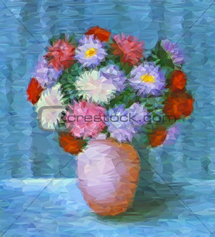 Flowers Asters, Low Poly