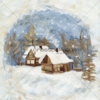 Christmas Landscape, Village Houses