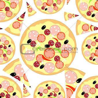 Set piece of pizza seamless pattern. vector illustration
