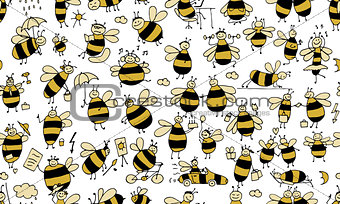 Funny bees, seamless pattern for your design