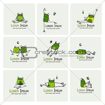 Funny frogs collection, sketch for your design