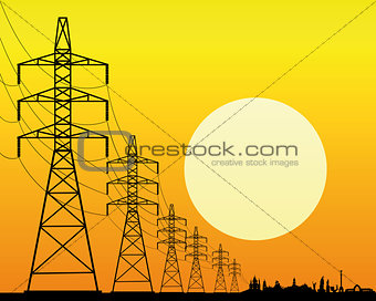 transmission line on an orange background