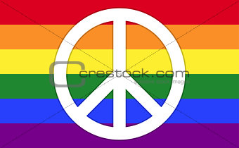 Rainbow Flag With Peace Symbol